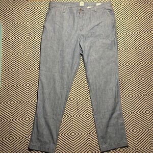 GAP High Rise Girlfriend Khaki Cropped Trouser Pants Chambray Blue sz 12